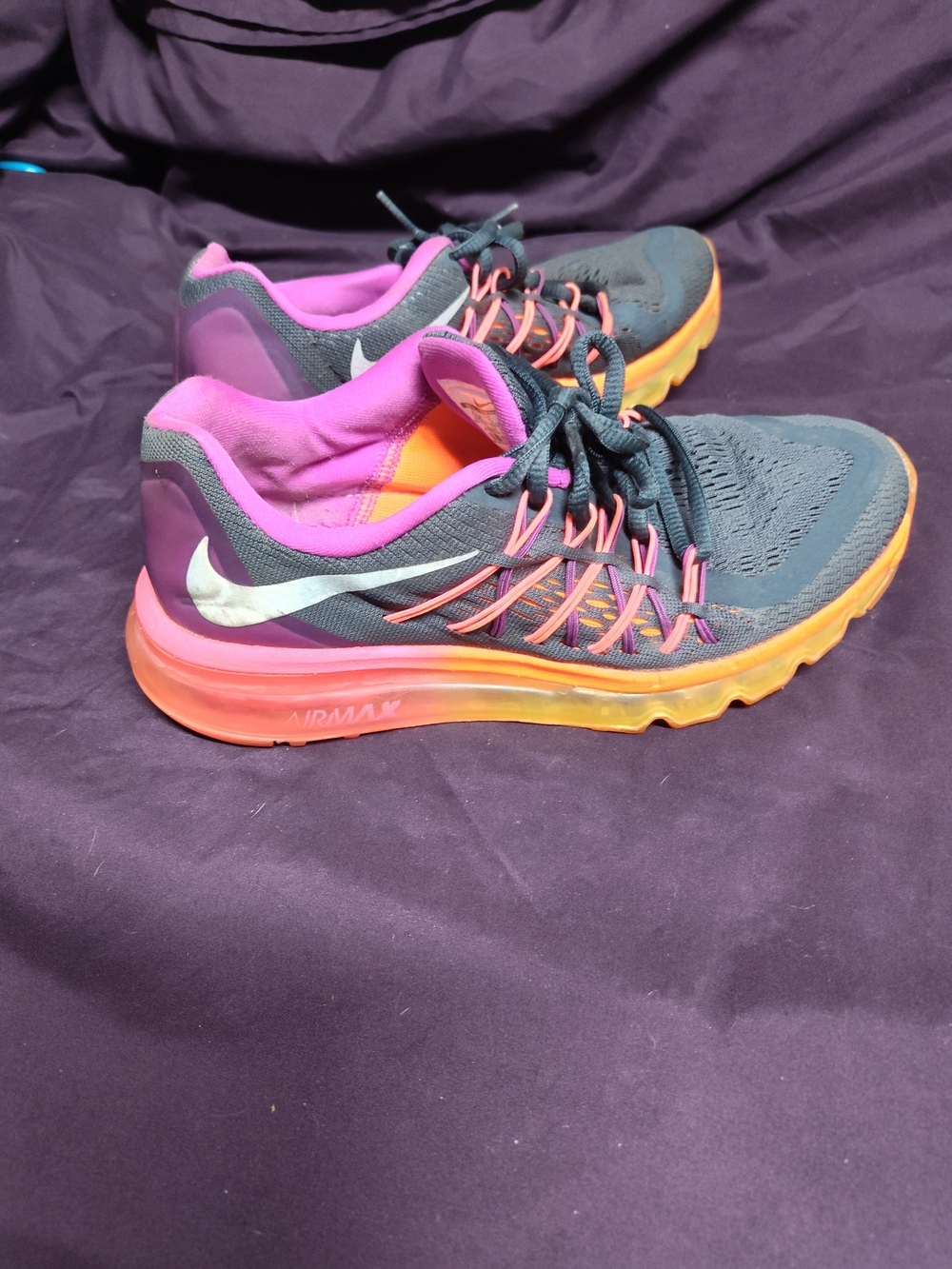 Nike Women's Air Max Running Sneakers - Gray, Pink, Orange